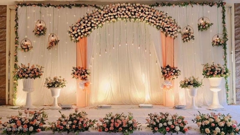 Peach and White Floral Arch Stage main