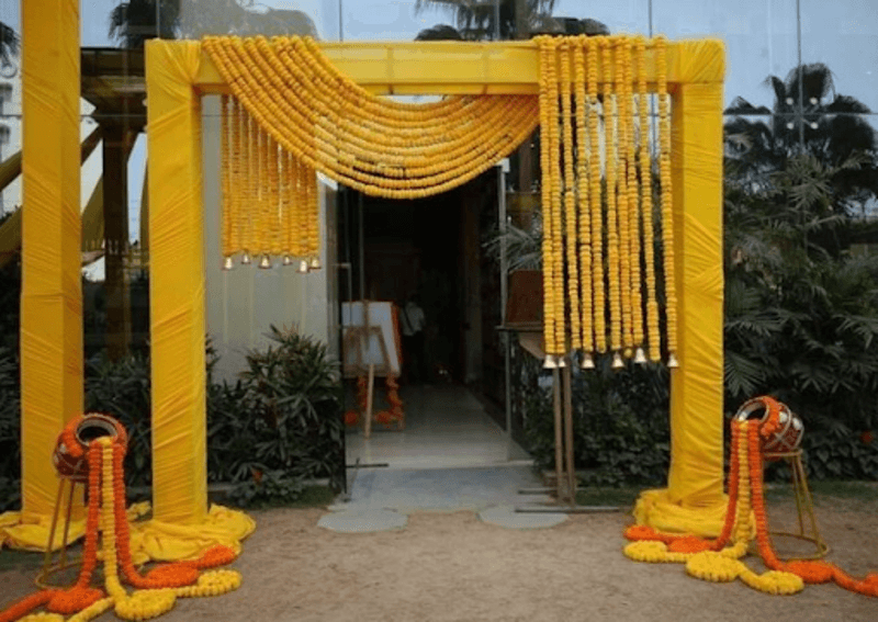 Floral Haldi Mehendi Entrance Gate main